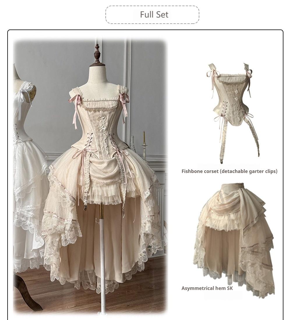 Caramel Antique~Lamp Shadow~Gorgeous Lolita Corset Classic Lolita Skirt Set