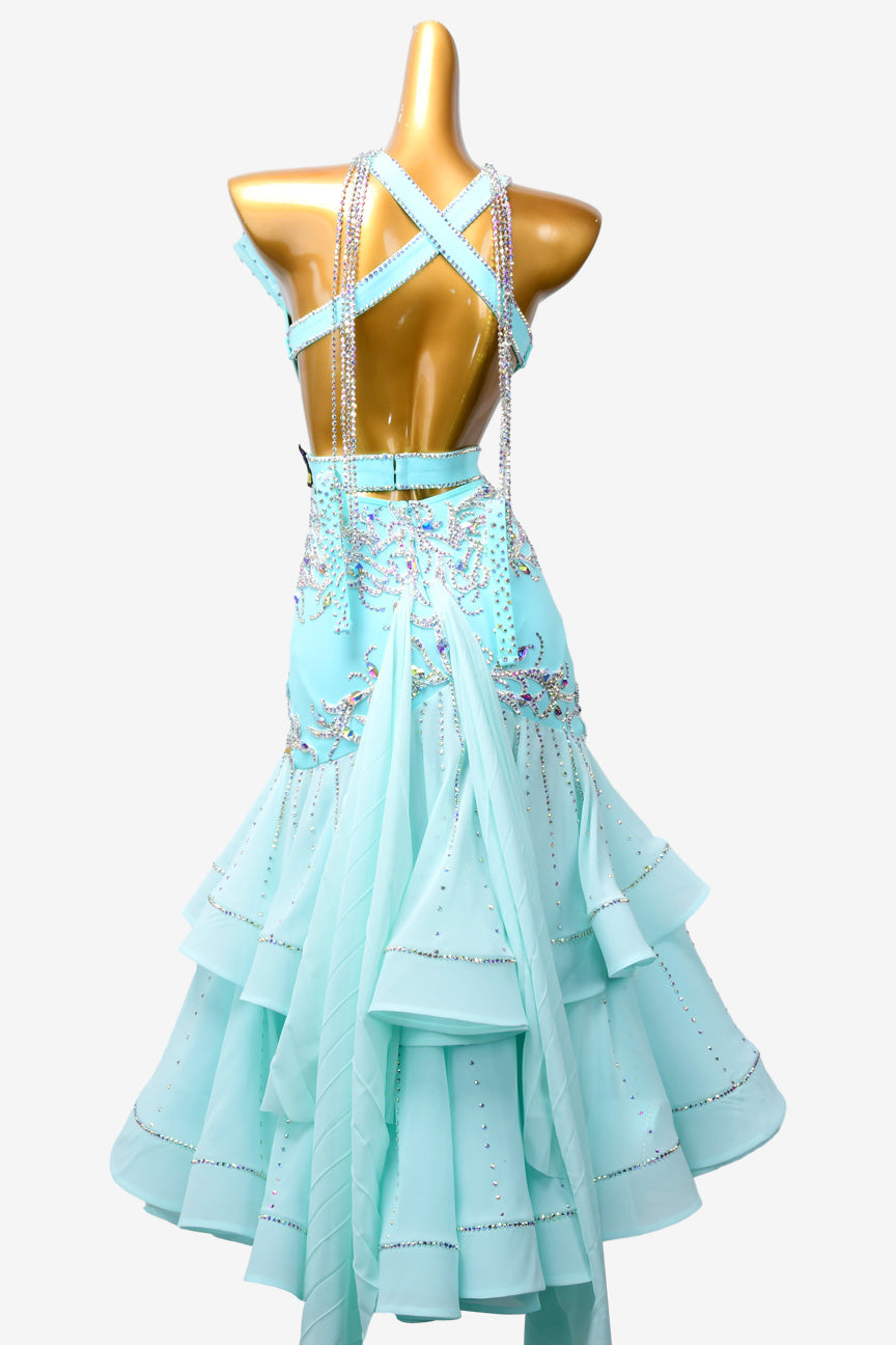 Permino light cyan Standdard dress with AB stone