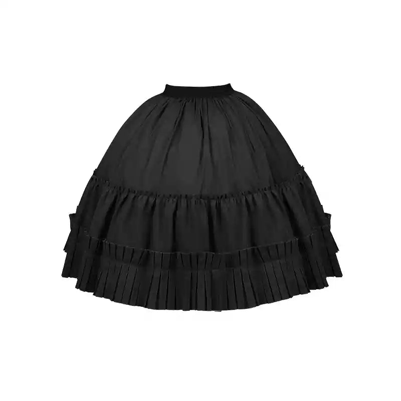 With PUJI~Midnight Chronicles~Black Old School Lolita OP Dress with Princess Sleeve