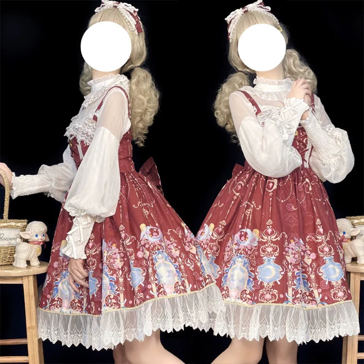 DMFS Lolita~Sweet Lolita Shirt Mutton Sleeves Chiffon Lolita Innerwear
