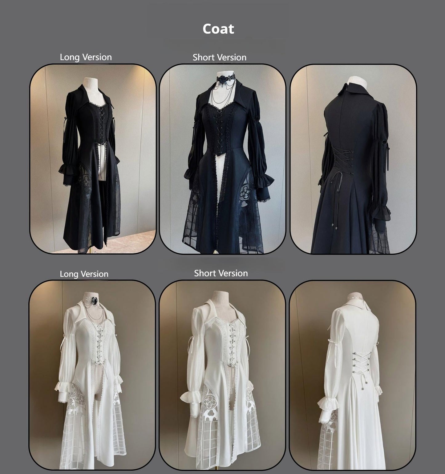 Susin Lolita~Night Traveler~Gothic Lolita Skirt Outfit Long Coat Shirt and Bustier Set