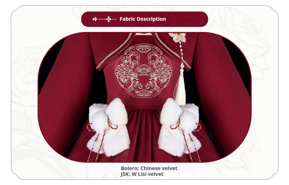 Your Princess~Qi Lolita JSK Suit New Year Lolita Bolero and Dress
