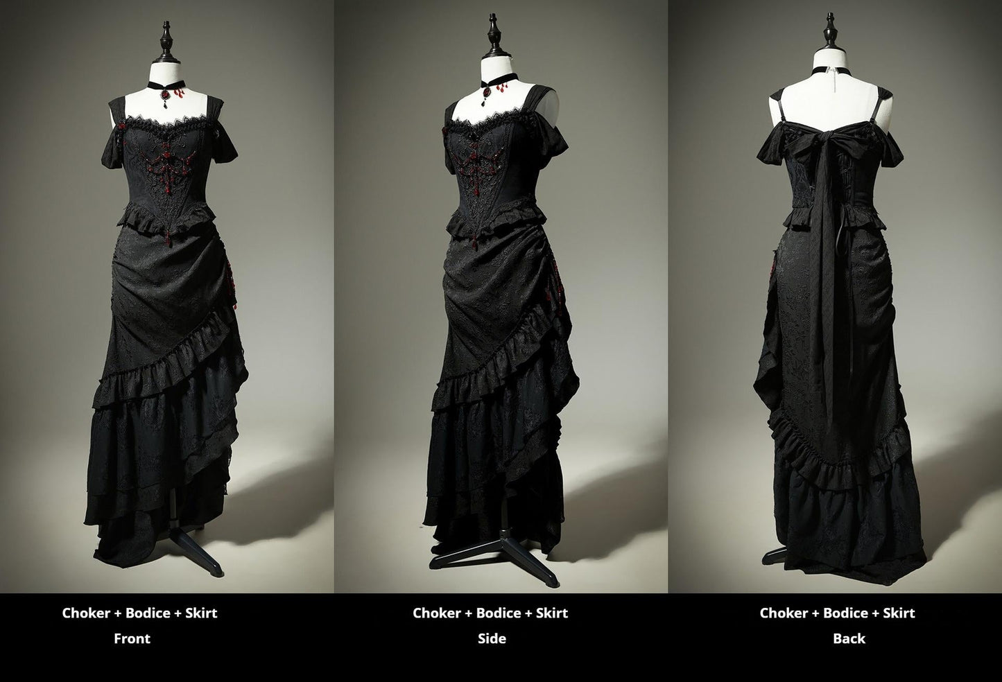 Lingxi Lolita~Lord of the Night~Gothic Lolita Skirt Suit Mermaid Skirt and Fishbone Bodice