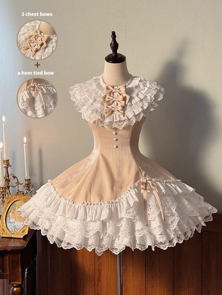 Alice Girl~Arrogant Miss~Sweet Lolita Jumper Dress with Tiered Lace Dress