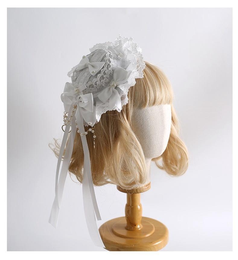Xiaogui~Classic Lolita Lace Headdress Pure White Lolita Head Accessory