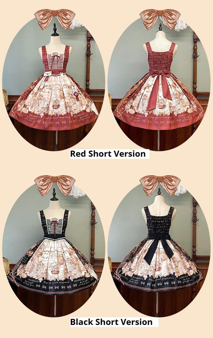 Alice Girl~Fox Band~Printed Sweet Lolita JSK Dress Square Neckline Daily Dress