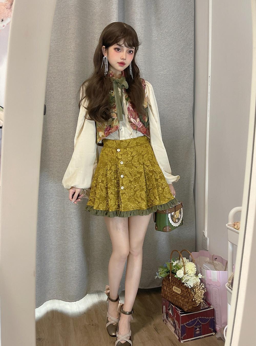 ZJstory~Gilded Age~Vintage Lolita Vest Suit Oil Painting Style Skirt Coat