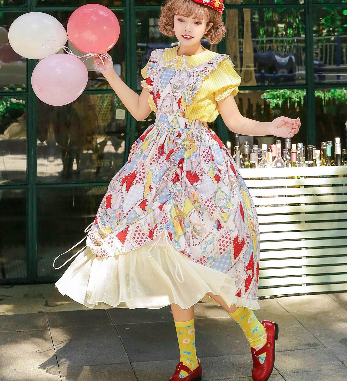 Southern Cross~Showa Kaleidoscope~Sweet Lolita OP SK and JSK with Rabbit Print