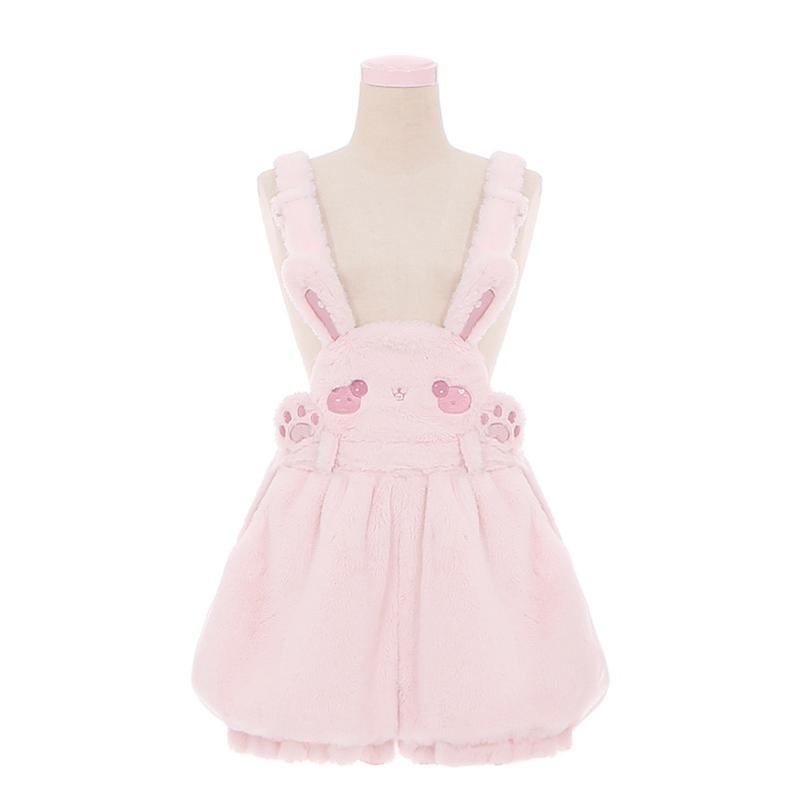 To Alice~Sweet Lolita Strap Shorts Strawberry Rabbit Winter Lolita Suit