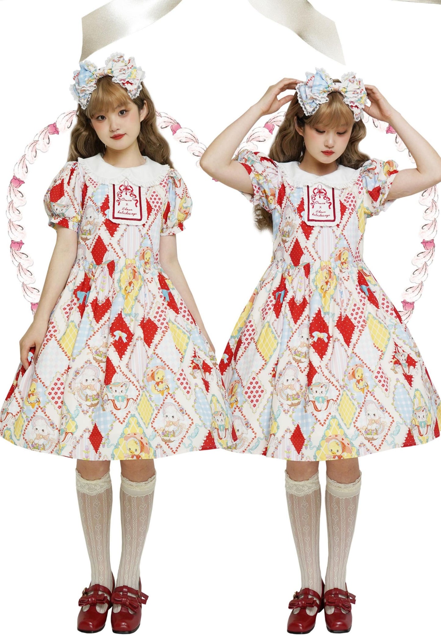 Southern Cross~Showa Kaleidoscope~Sweet Lolita OP SK and JSK with Rabbit Print
