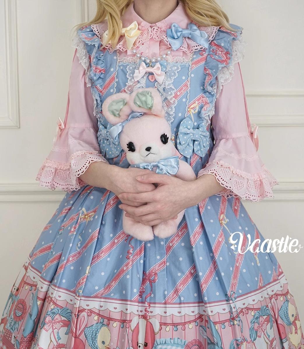 Vcastle~Sweet Crepes~Sweet Lolita Shirt with Princess Sleeves and Bow Chain