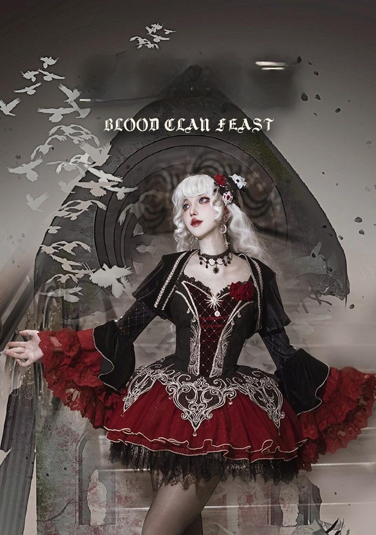 Letters from Unknown Star~Blood Feast~Gothic Lolita JSK Suit Daily Goth Dress