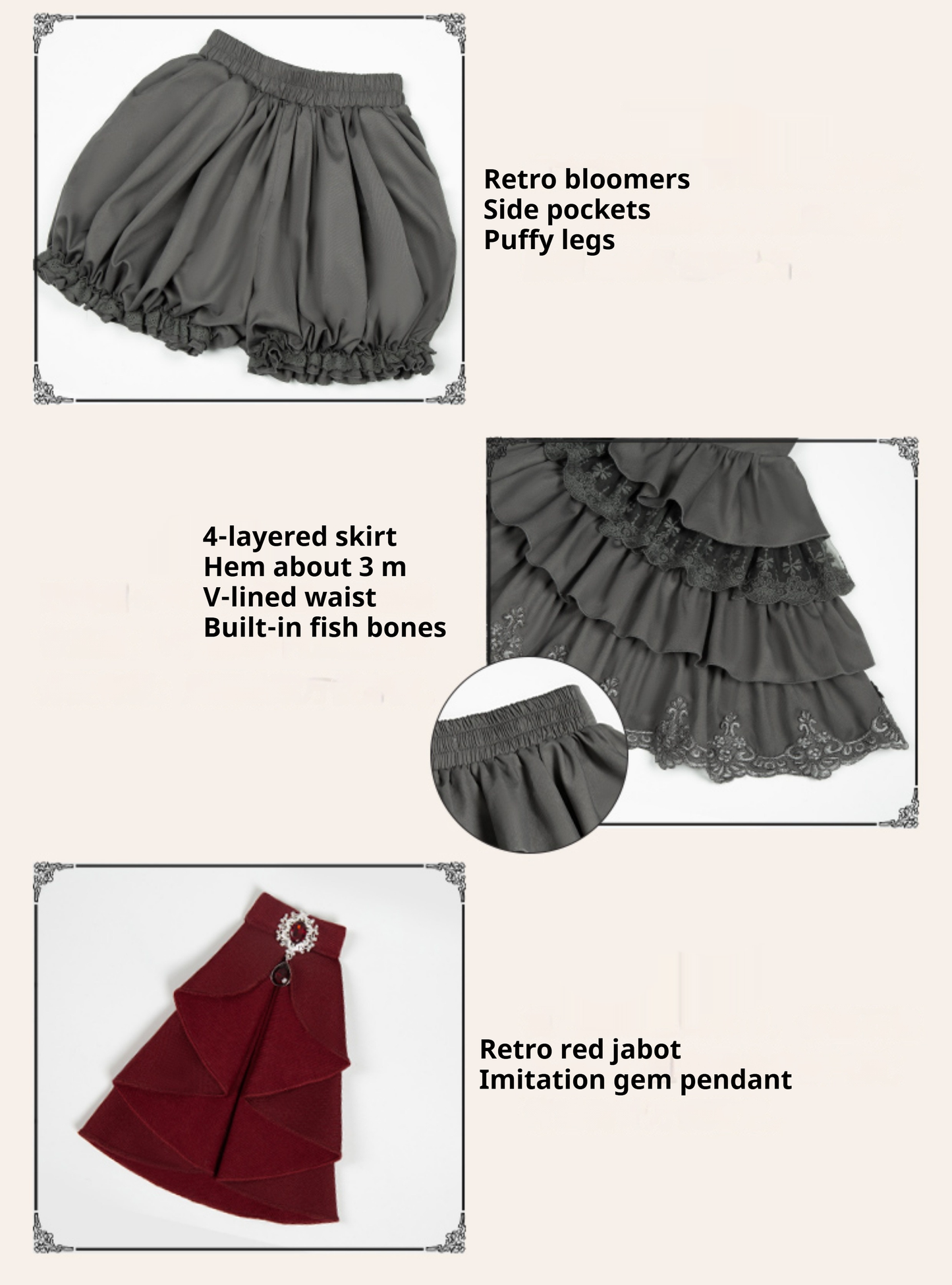 With PUJI~Night Feast~Gothic Lolita Suit Ouji Lolita Tailcoat Tiered Skirt Shorts
