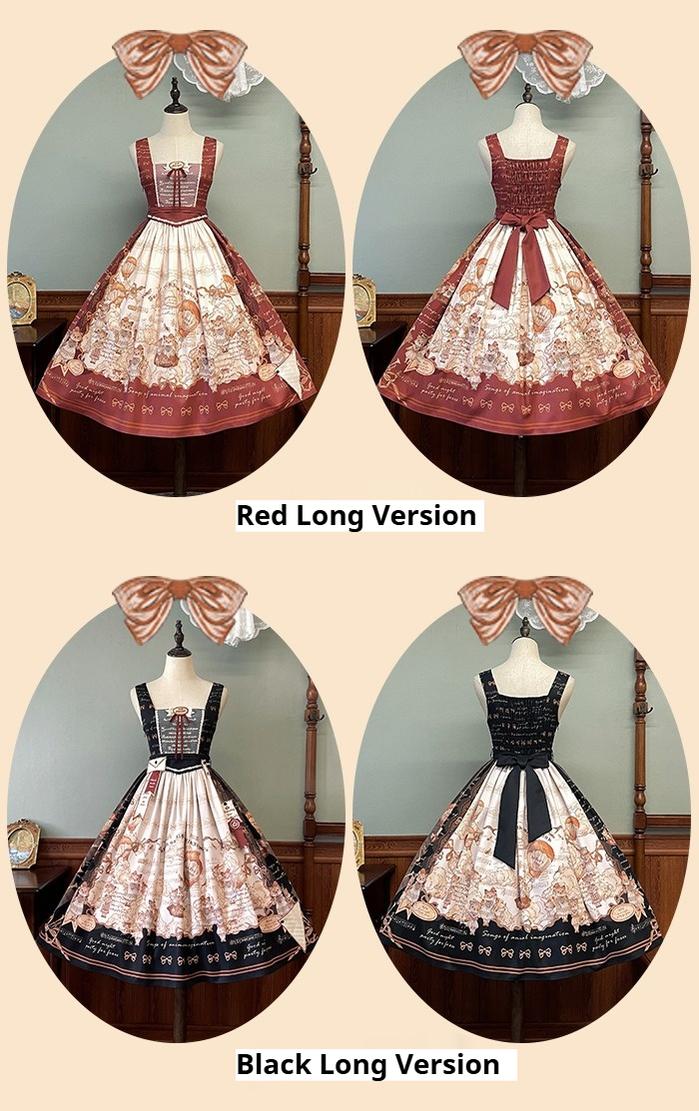 Alice Girl~Fox Band~Printed Sweet Lolita JSK Dress Square Neckline Daily Dress