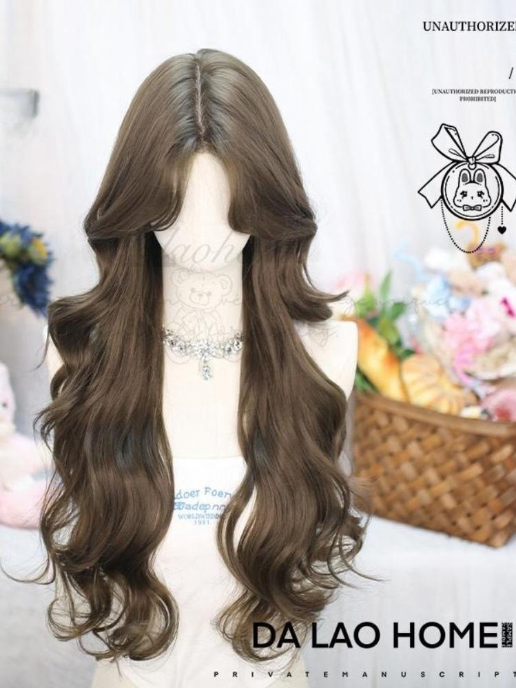 Dalao Home~Flower Season~70 CM Lolita Wig Long Curls Eight Character Bangs