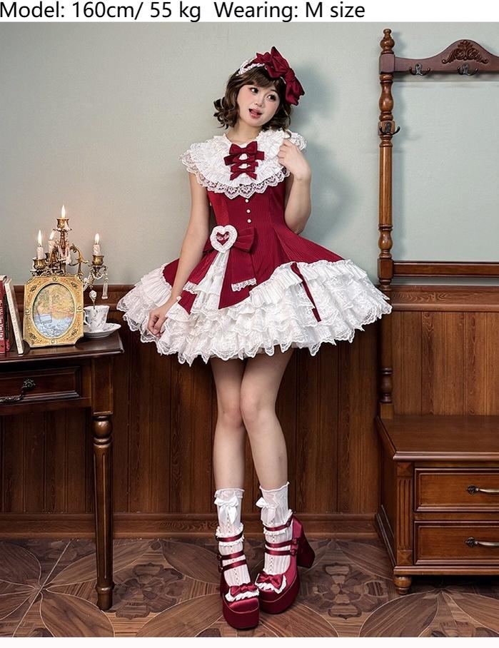 Alice Girl~Arrogant Miss~Sweet Lolita Jumper Dress with Tiered Lace Dress