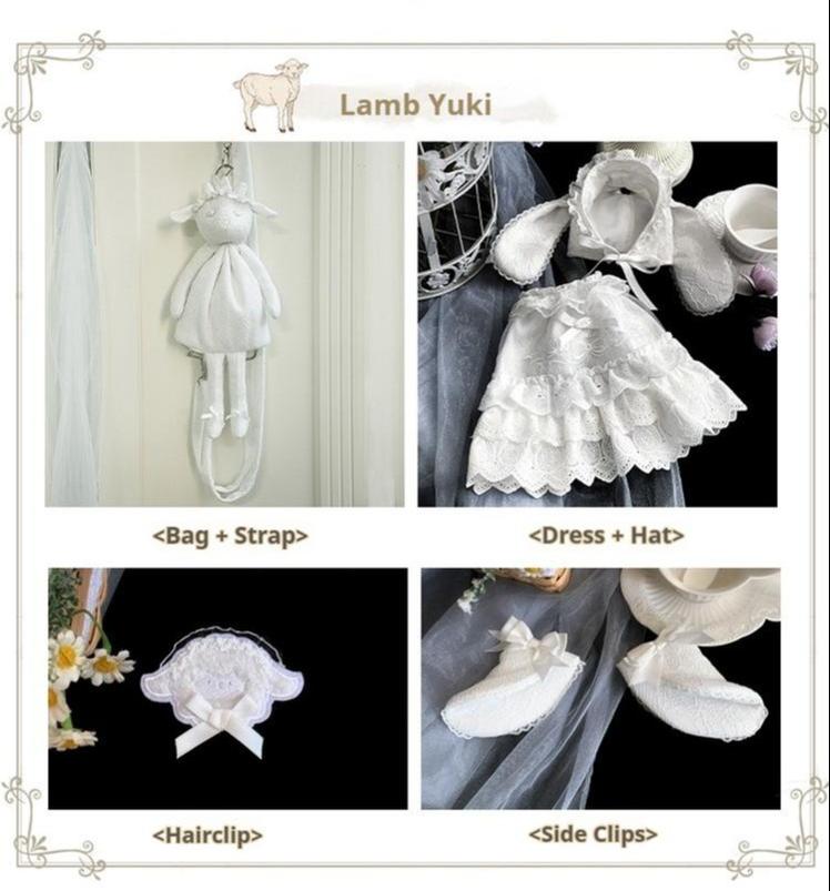 With PUJI~Puppet Box~Kawaii Lolita Bag Lamb Kitten Detachable Bag Dress Hat