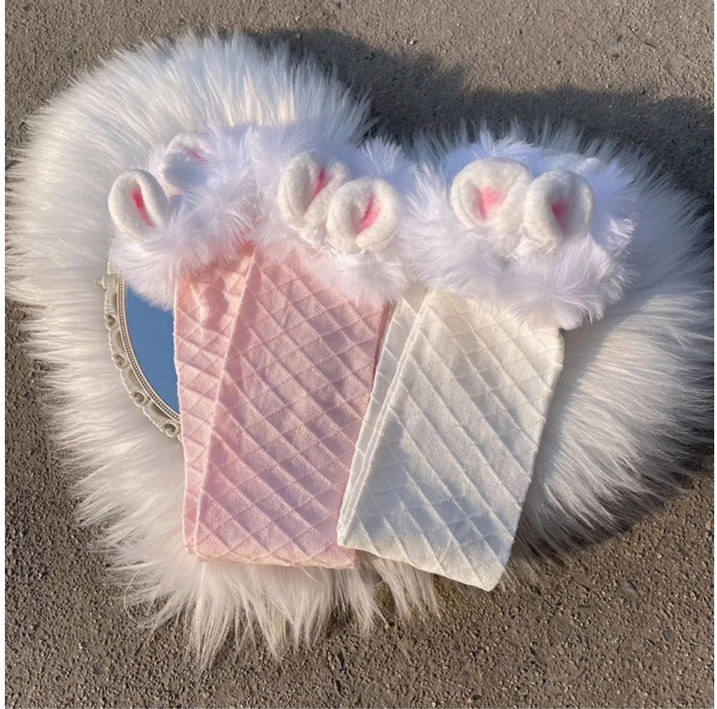 Hua Nai Cat~Winter Lolita Socks Cute Plush Lace Calf Socks