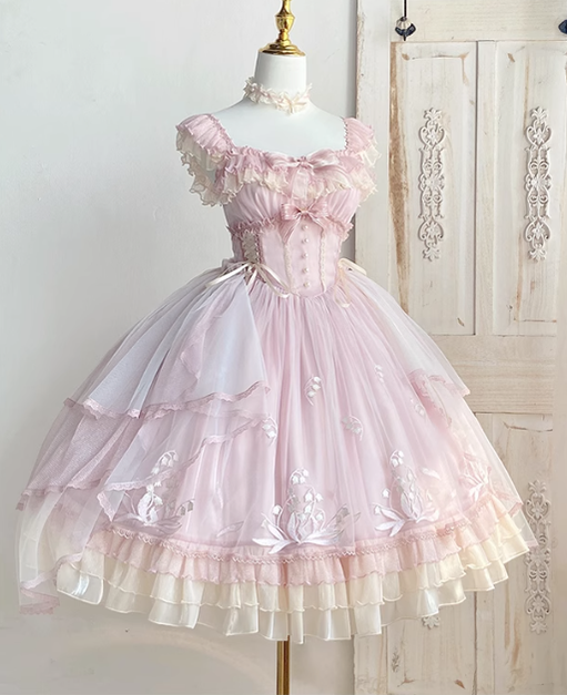 Mieye~Elegant Lolita JSK Flounce Hemline Multicolors