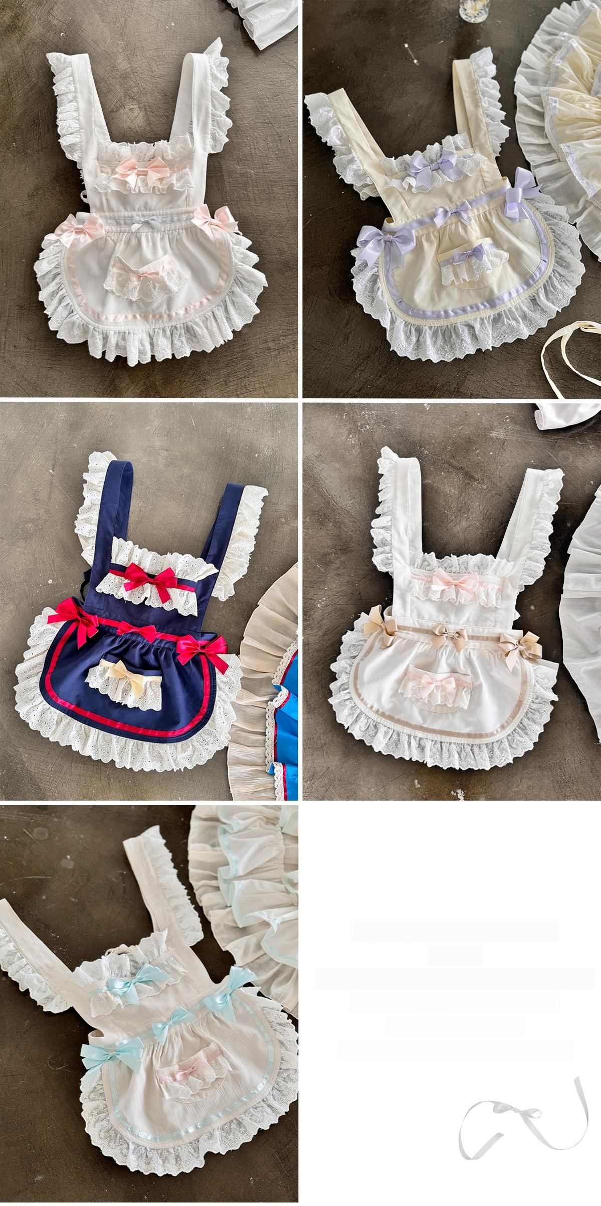 POSHEPOSE~Maid Bunny~Gorgeous Sweet Lolita OP Dress with Detachable Sleeves and Apron