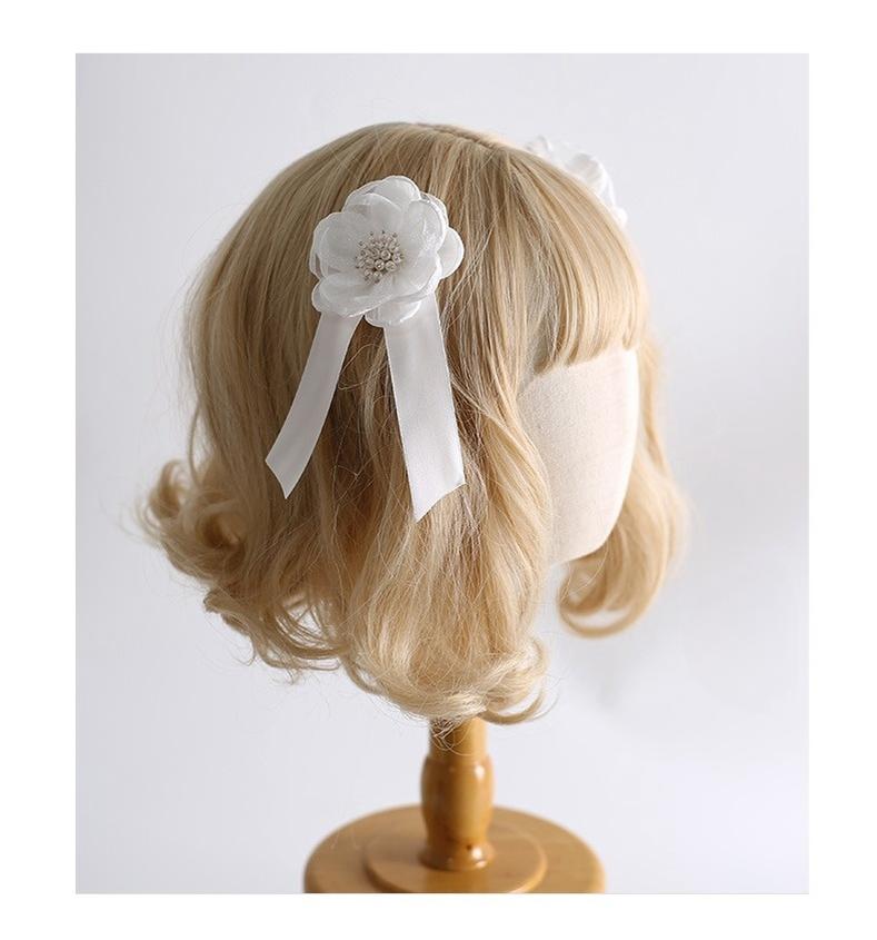 Xiaogui~Classic Lolita Lace Headdress Pure White Lolita Head Accessory