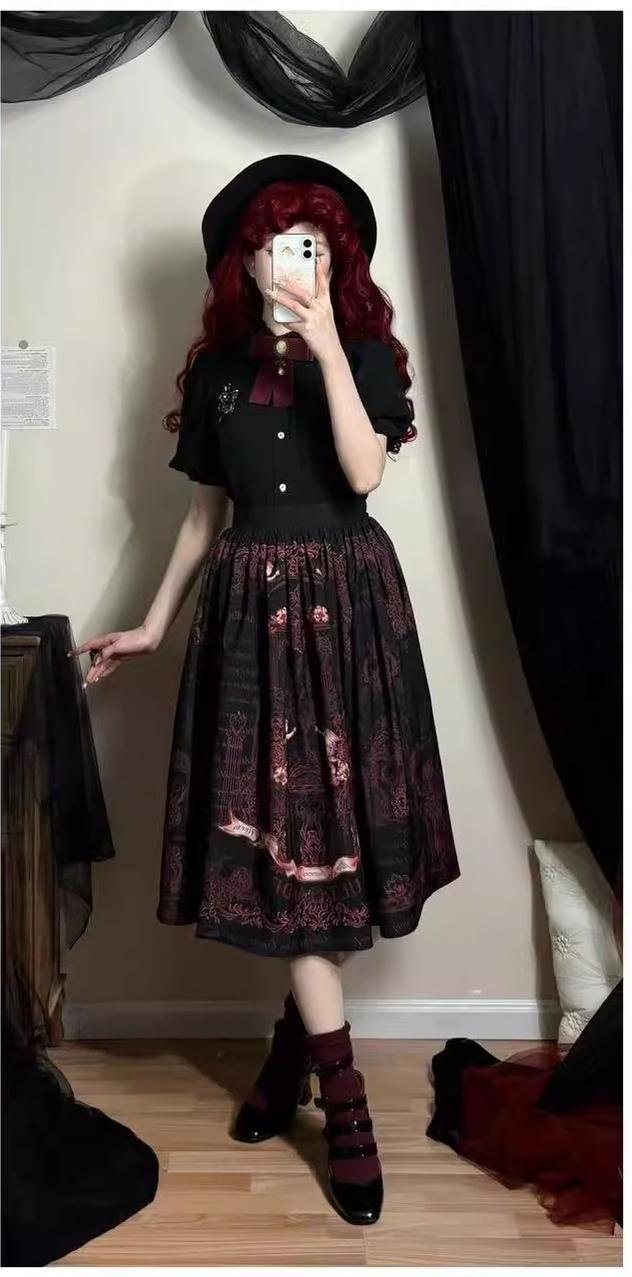 Vault Design~Angel Garden~Classic Lolita SK A-line Printed Lolita Skirt