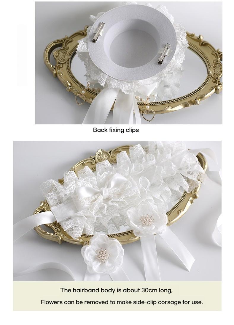 Xiaogui~Classic Lolita Lace Headdress Pure White Lolita Head Accessory