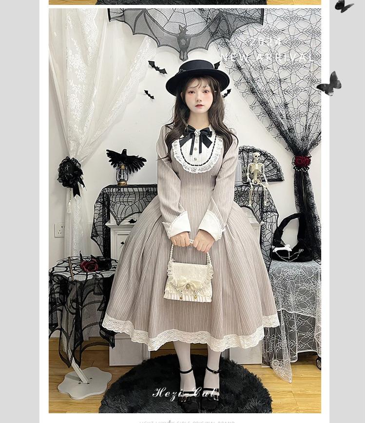 Hezi's Cat Haven~Black Cat Butler~Maid Lolita OP Dress Elegant Black and White Dress