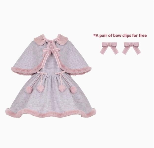 With PUJI~Winter Love Song~Winter Sweet Lolita JSK Suit Plush Cape