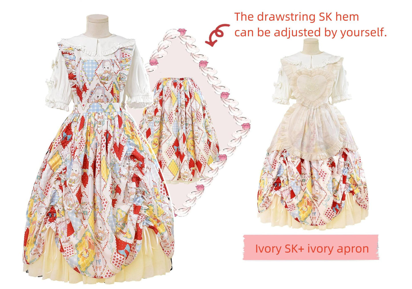 Southern Cross~Showa Kaleidoscope~Sweet Lolita OP SK and JSK with Rabbit Print