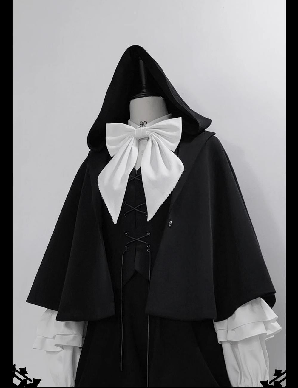 Princess Chronicles~Rabbit Feather~Black Ouji Lolita Vest Shorts Suit Prince Cloak Set