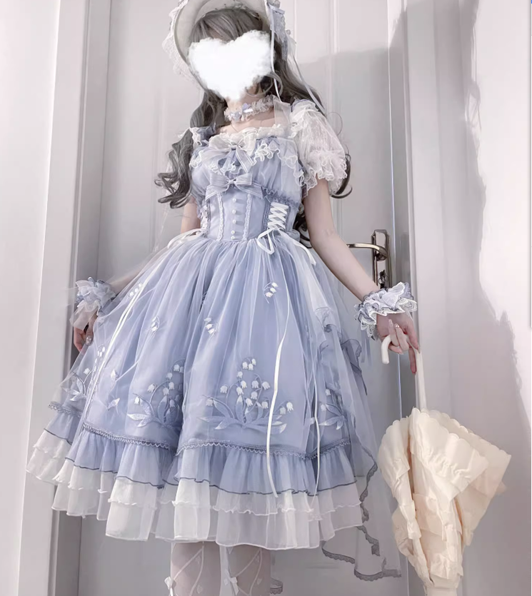 Mieye~Elegant Lolita JSK Flounce Hemline Multicolors