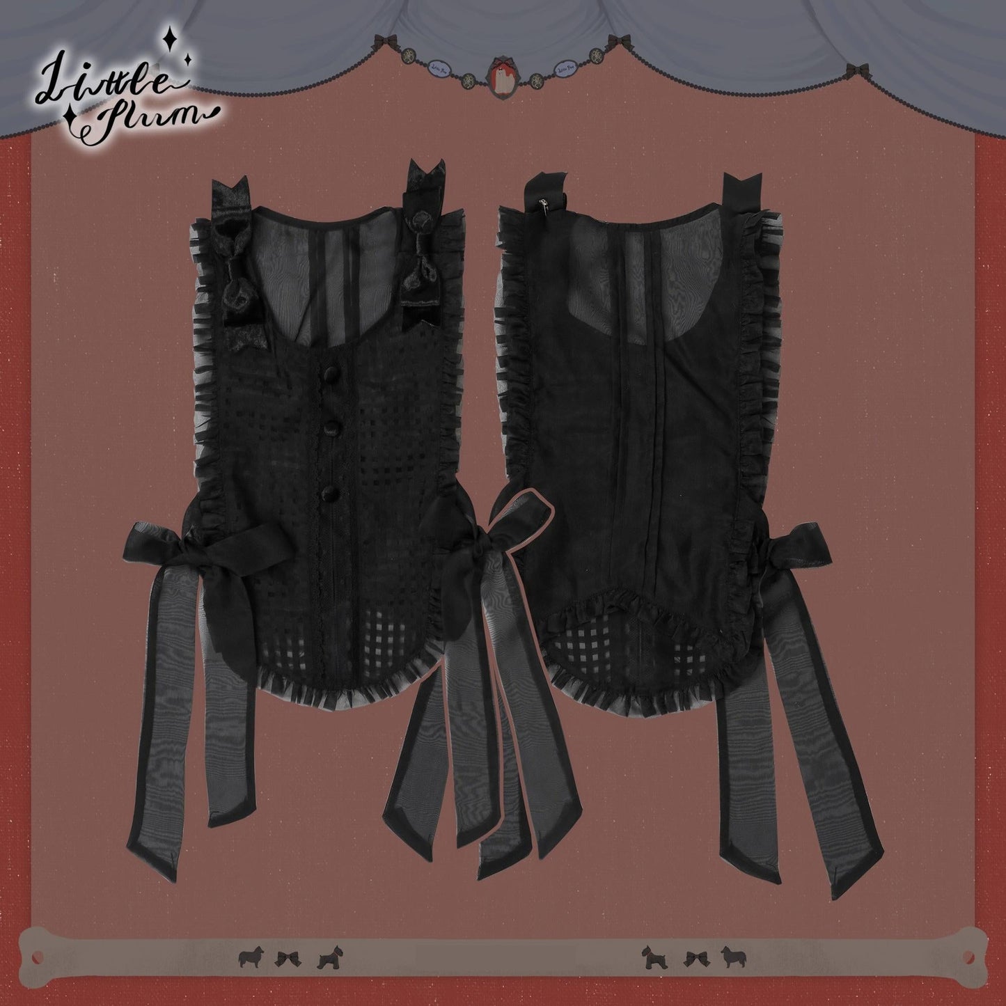 LittlePlum~Telephone Dog~Black Red Classic Lolita Dress Set with OP JSK and Skirt