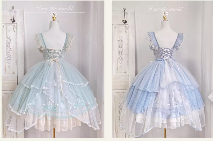 Mieye~Elegant Lolita JSK Flounce Hemline Multicolors