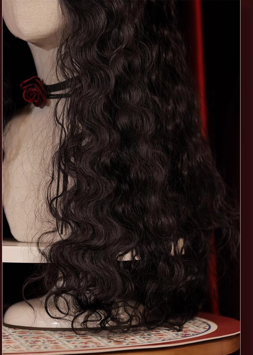 Mabuxi~Gypsy Rose~Black Retro Lolita Curly Wigs Fluffy Sheep Curl Wigs
