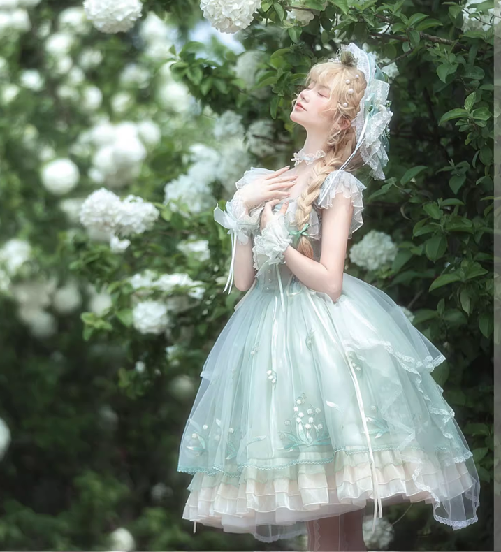 Mieye~Elegant Lolita JSK Flounce Hemline Multicolors