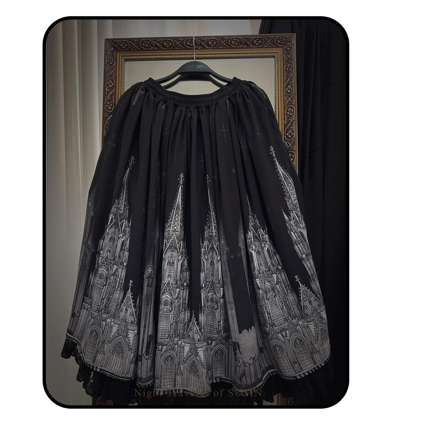 Susin Lolita~Night Traveler~Gothic Lolita Skirt Outfit Long Coat Shirt and Bustier Set