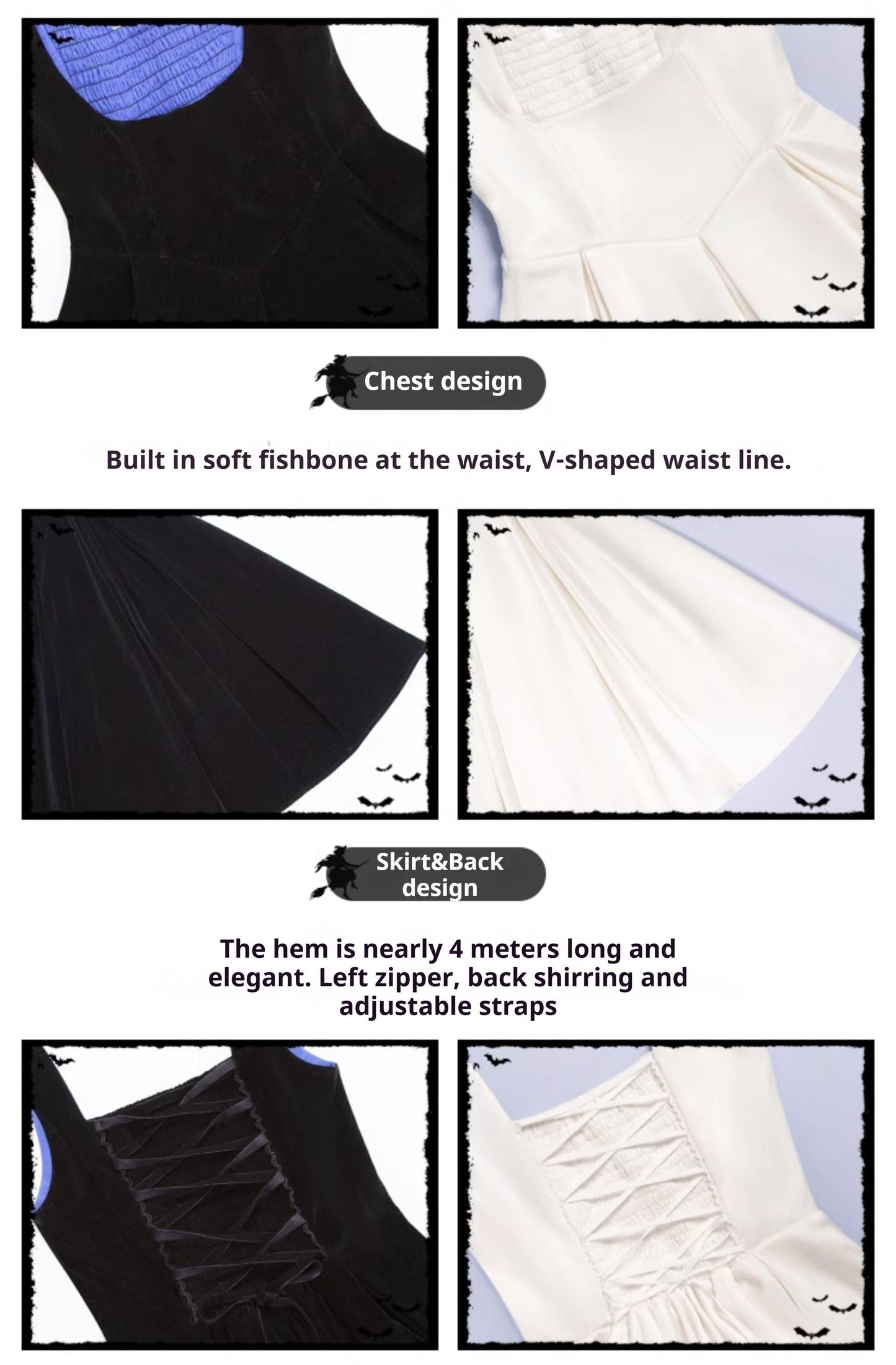 With PUJI~Enigmatic Night Poem~Halloween Gothic Lolita Fishbone Bustier Dress Embroidered Coat