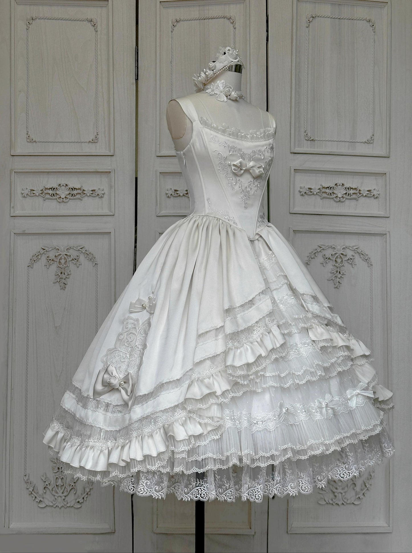 Garden Cat~Rose Promise~Classic Lolita JSK Embroidery Jumper Dress Built-in Fishbone