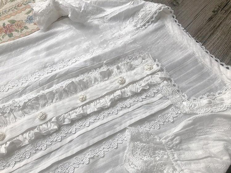 Dawn and Morning~White Elegant Lolita Shirt French Style Lolita Innerwear