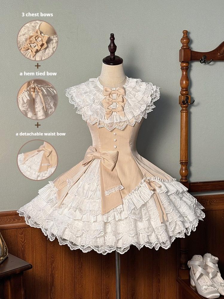 Alice Girl~Arrogant Miss~Sweet Lolita Jumper Dress with Tiered Lace Dress