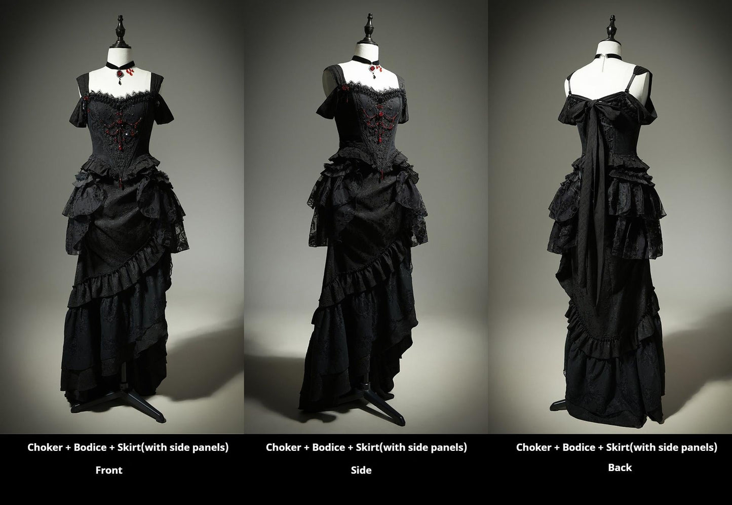 Lingxi Lolita~Lord of the Night~Gothic Lolita Skirt Suit Mermaid Skirt and Fishbone Bodice