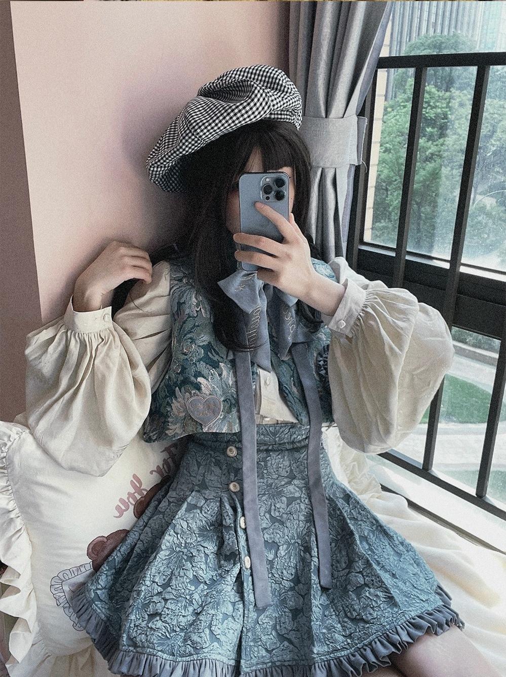 ZJstory~Gilded Age~Vintage Lolita Vest Suit Oil Painting Style Skirt Coat