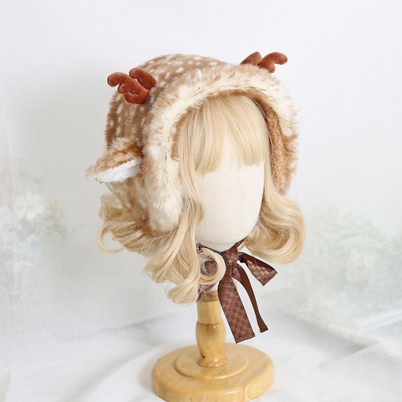 Xiaogui~Deer Spot~Kawaii Lolita Warmer Hat Japanese Sweet Deer Earmuff Hat