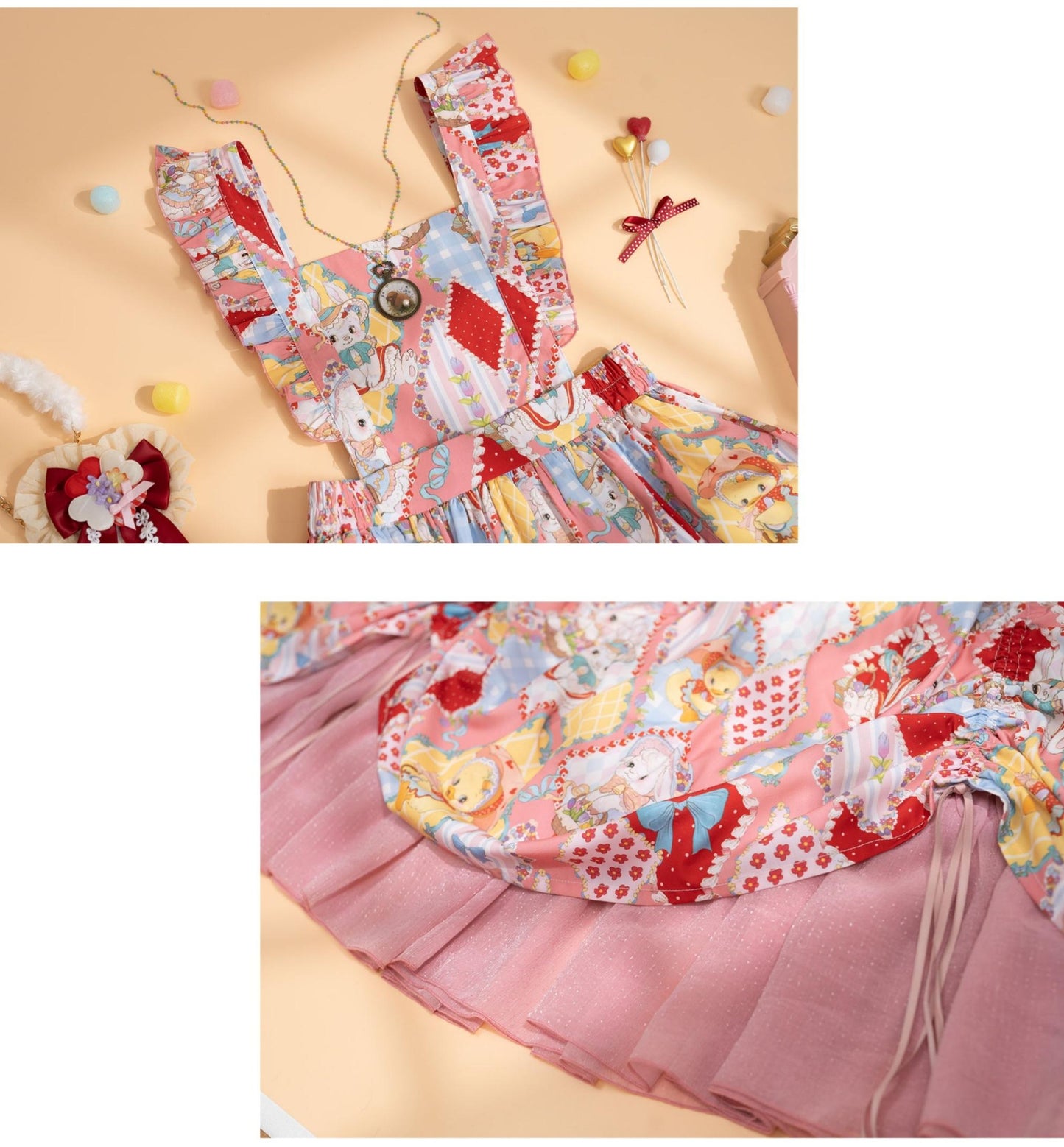 Southern Cross~Showa Kaleidoscope~Sweet Lolita OP SK and JSK with Rabbit Print