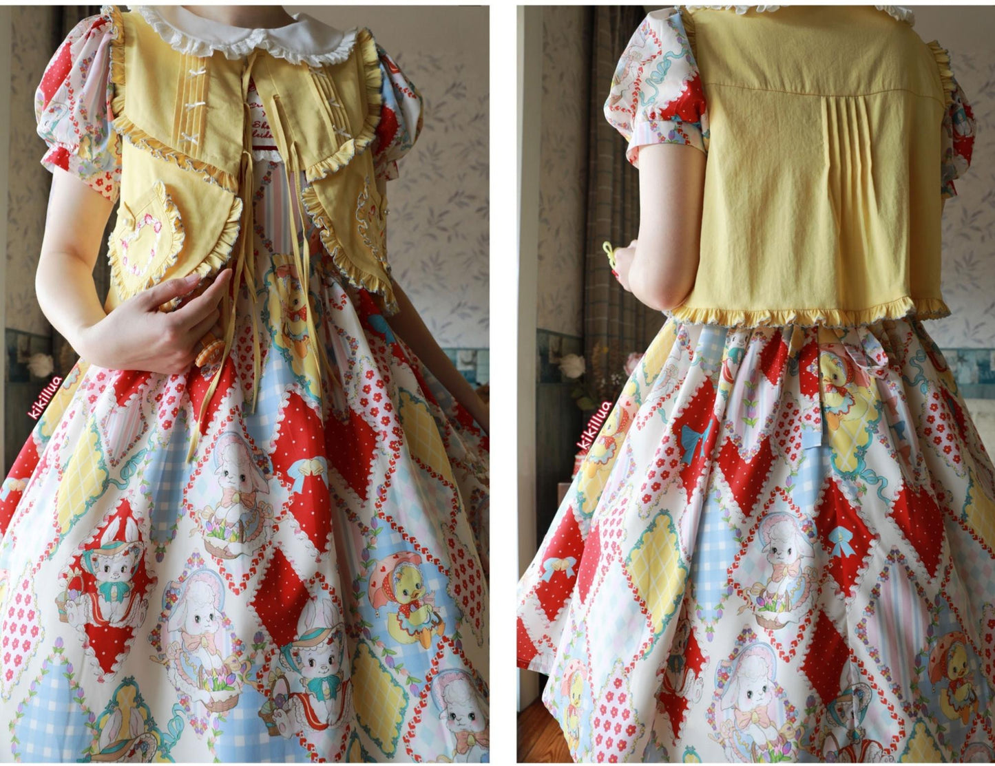 Southern Cross~Showa Kaleidoscope~Sweet Lolita OP SK and JSK with Rabbit Print