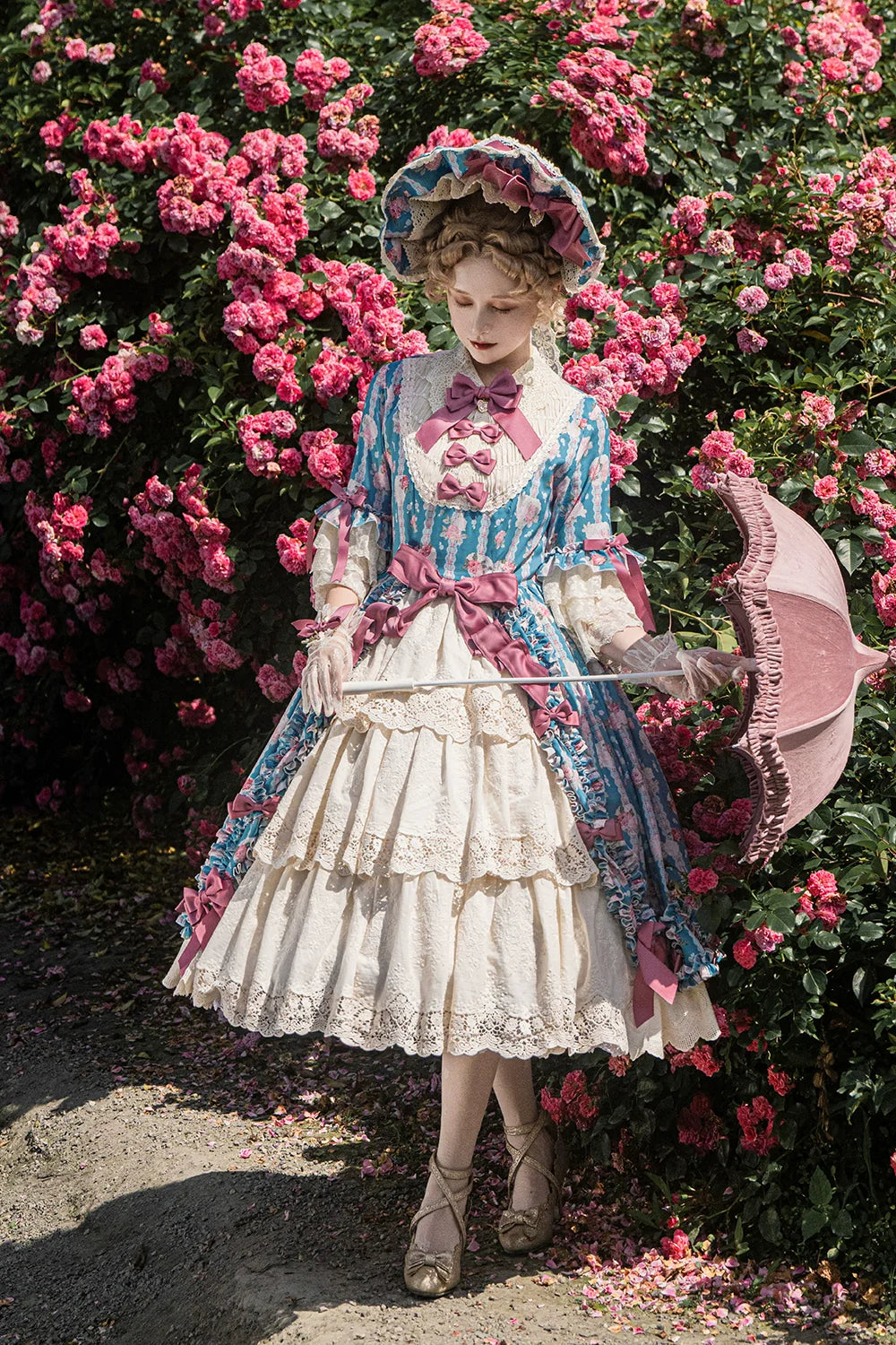 Miss Point~Lilyka Garden~Classic Lolita OP Dress Elegant Floral Wall Princess Sleeve