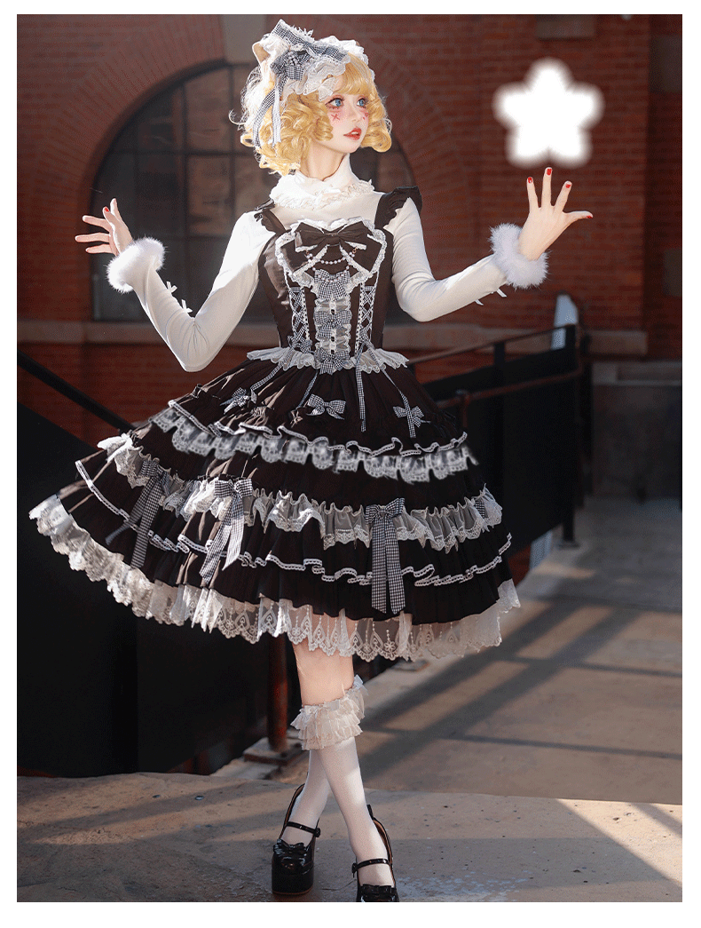 ZhiJinYuan~Love Notebook~Old School Lolita JSK Vintage Doll Tiered Dress
