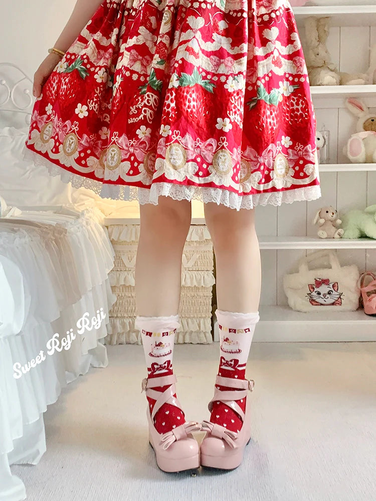 Roji Roji~Sweet Lolita Socks Cake Pattern Winter Socks