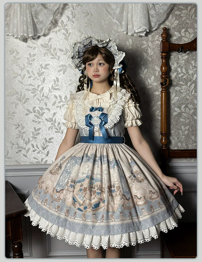 Alice Girl~Sea Salt Fairytale~Sweet Lolita JSK Doll-like Lolita Printed Dress